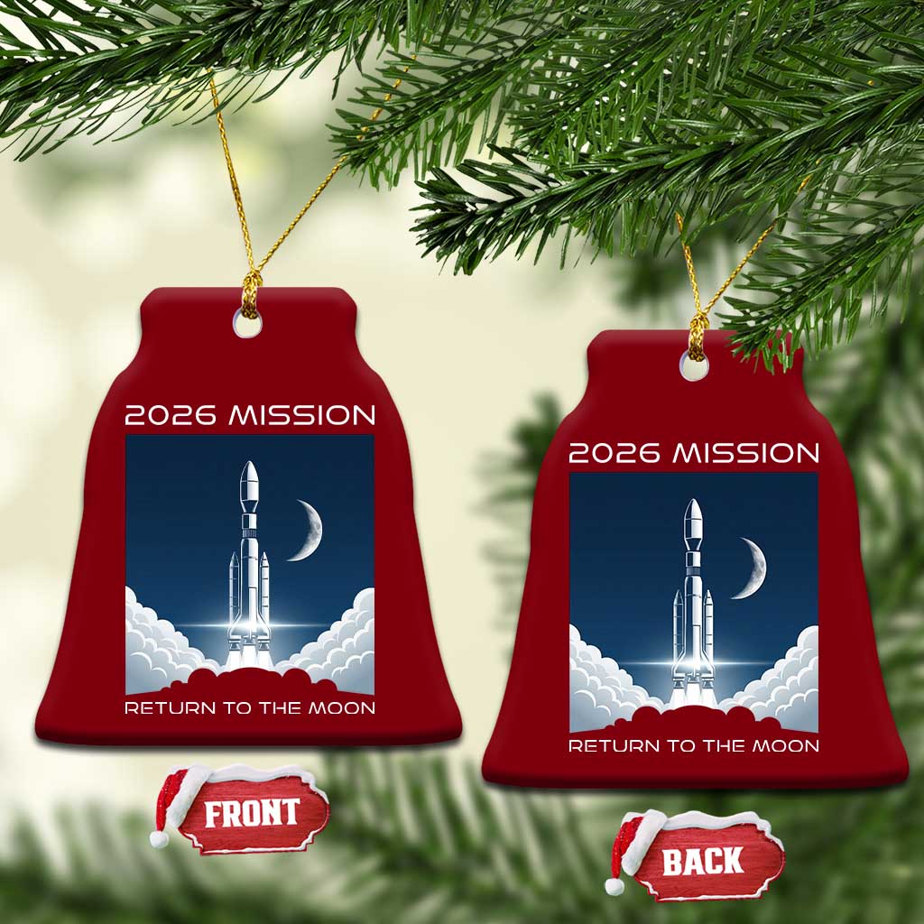Future Lunar Mission 2026 Ceramic Ornament Rocket Launch Lunar Orbit Space Exploration