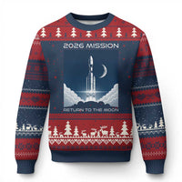 Future Lunar Mission 2026 Ugly Christmas Sweater Rocket Launch Lunar Orbit Space Exploration
