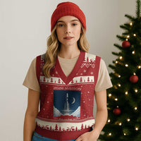 Future Lunar Mission 2026 V-Neck Knit Sweater Vest Rocket Launch Lunar Orbit Space Exploration