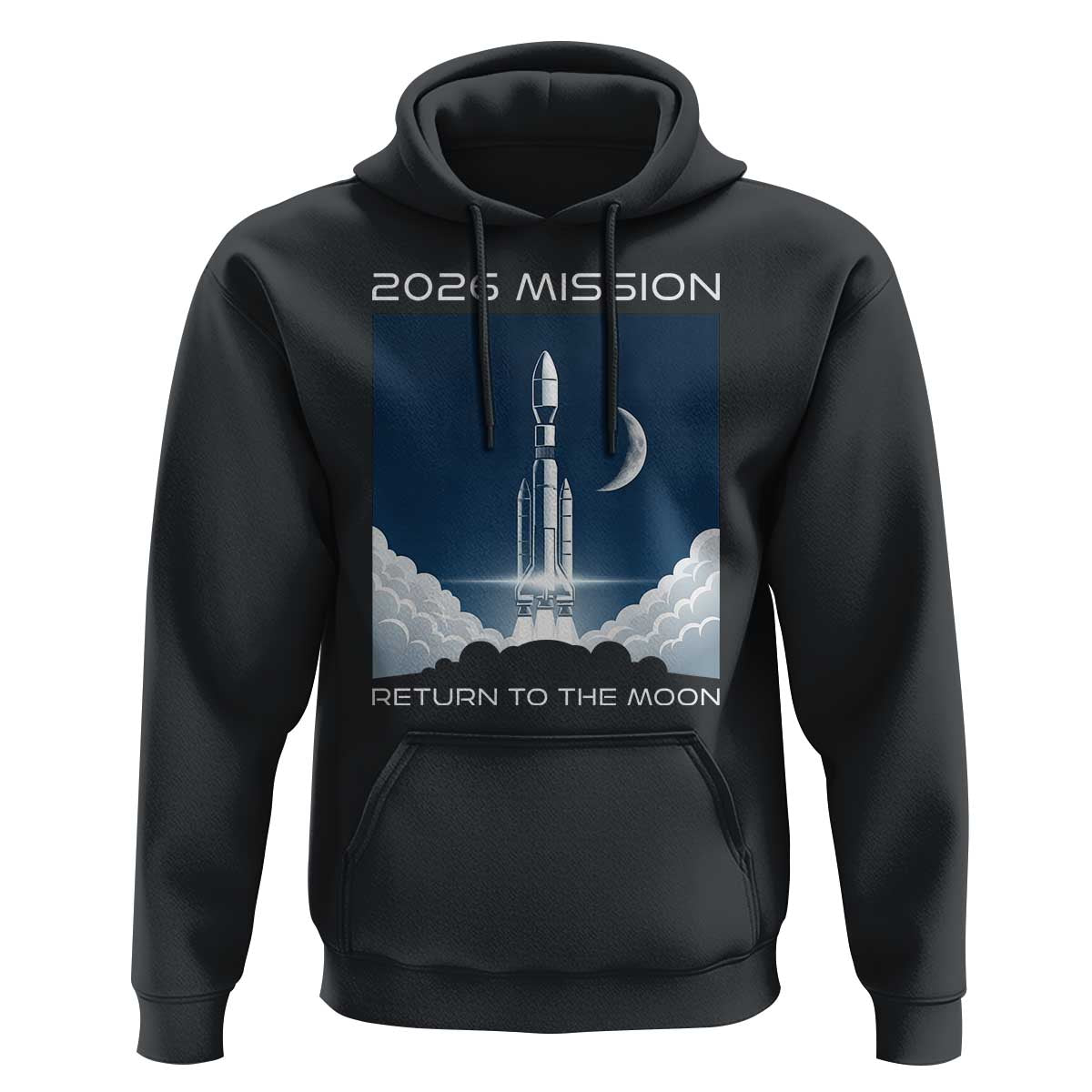 Future Lunar Mission 2026 Hoodie Rocket Launch Lunar Orbit Space Exploration
