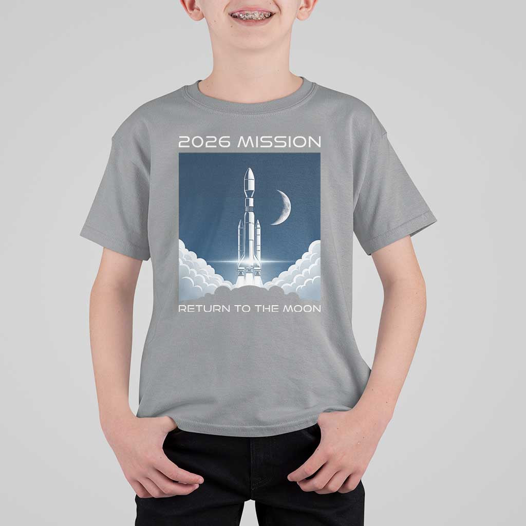 Future Lunar Mission 2026 T Shirt For Kid Rocket Launch Lunar Orbit Space Exploration