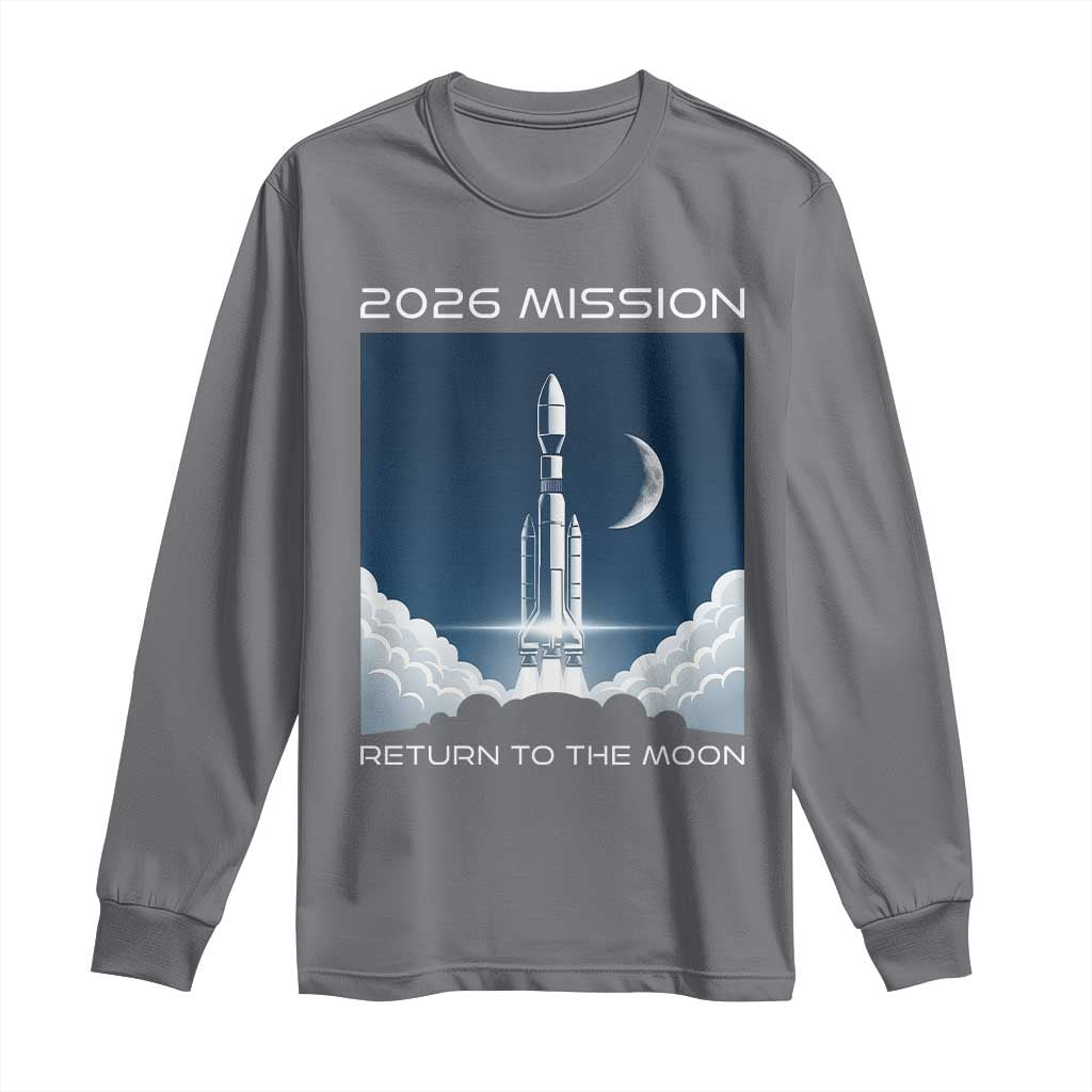 Future Lunar Mission 2026 Long Sleeve Shirt Rocket Launch Lunar Orbit Space Exploration