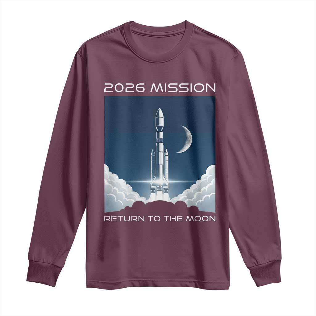 Future Lunar Mission 2026 Long Sleeve Shirt Rocket Launch Lunar Orbit Space Exploration