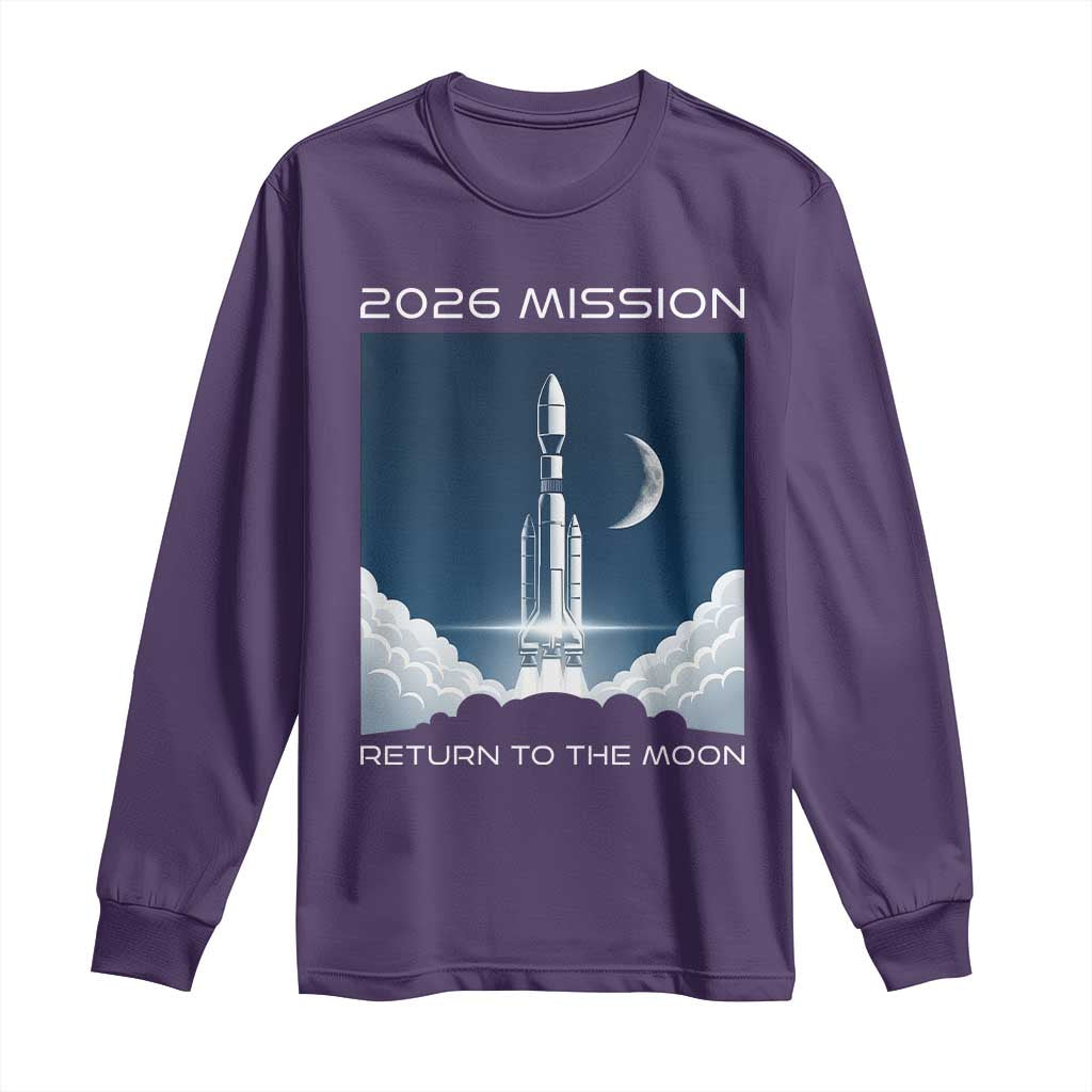 Future Lunar Mission 2026 Long Sleeve Shirt Rocket Launch Lunar Orbit Space Exploration