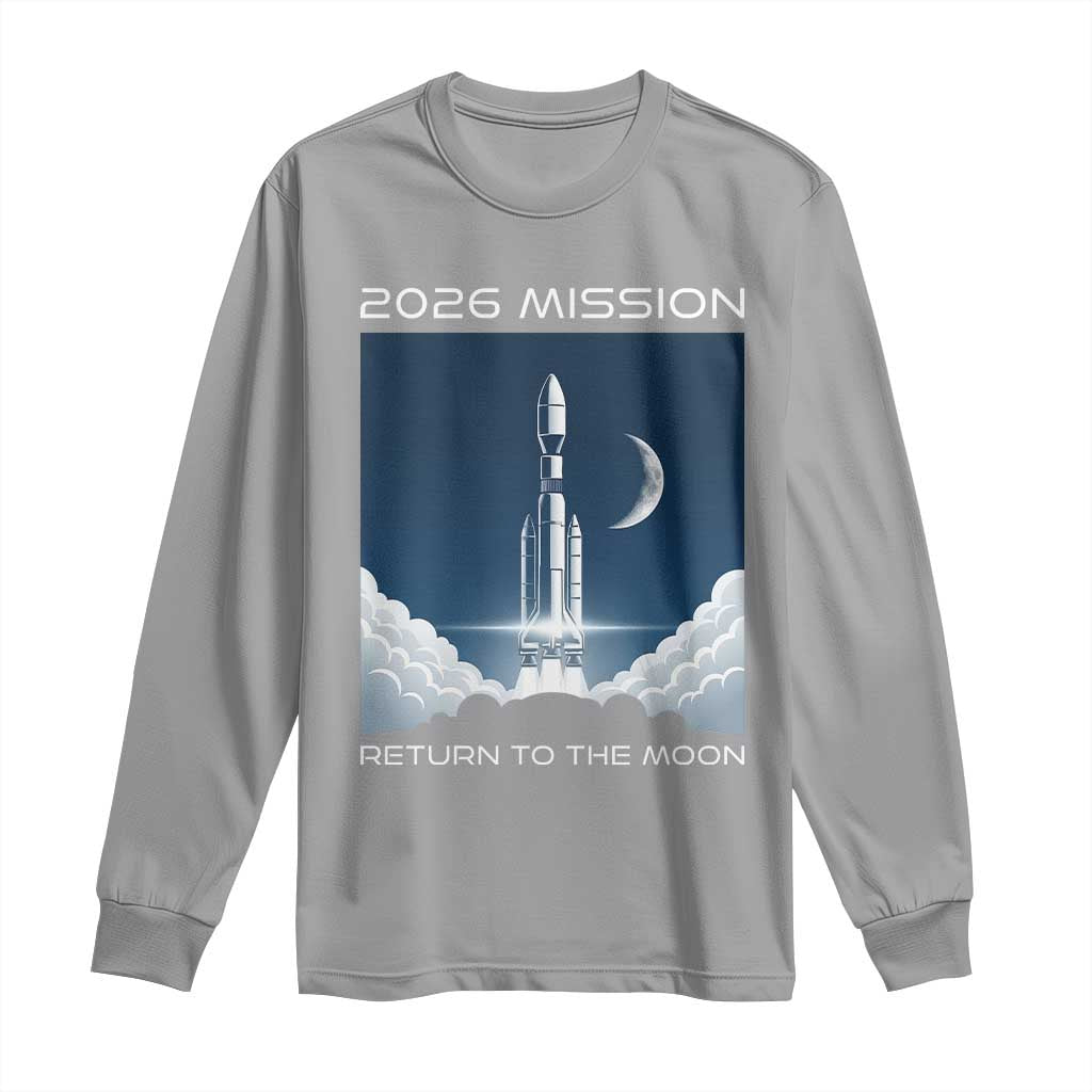 Future Lunar Mission 2026 Long Sleeve Shirt Rocket Launch Lunar Orbit Space Exploration