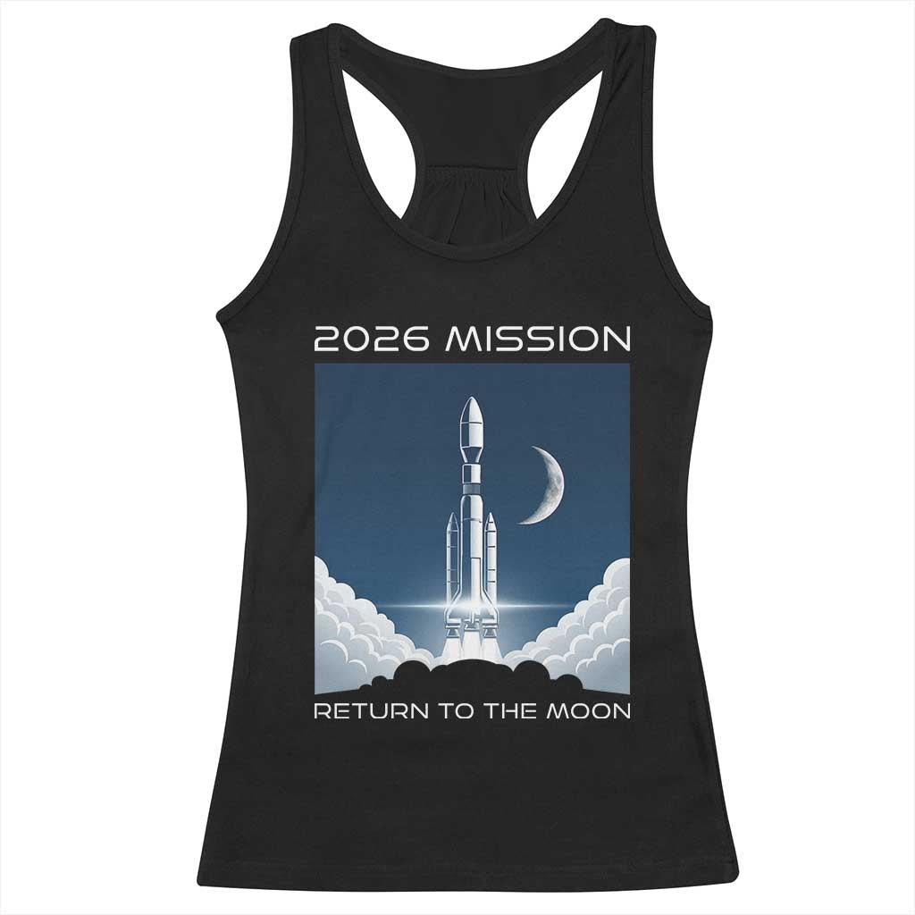 Future Lunar Mission 2026 Racerback Tank Top Rocket Launch Lunar Orbit Space Exploration