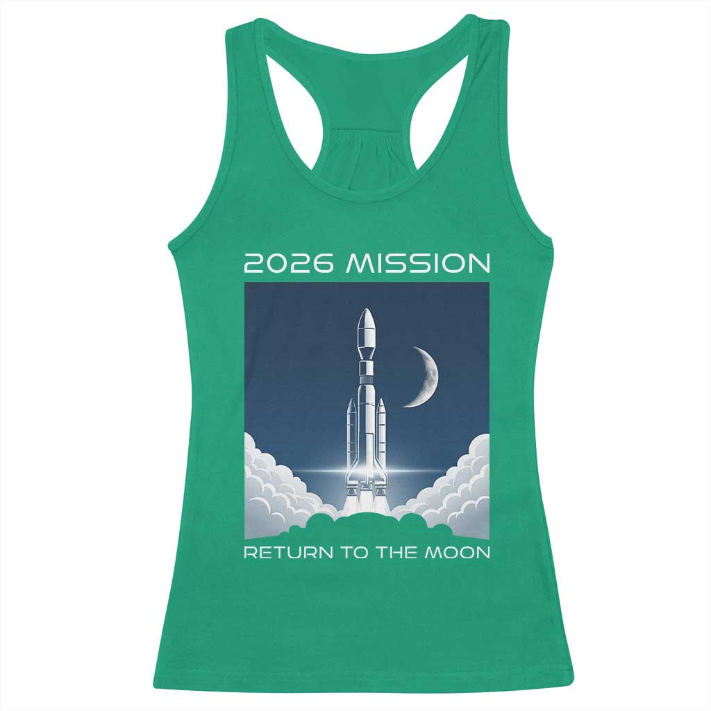 Future Lunar Mission 2026 Racerback Tank Top Rocket Launch Lunar Orbit Space Exploration
