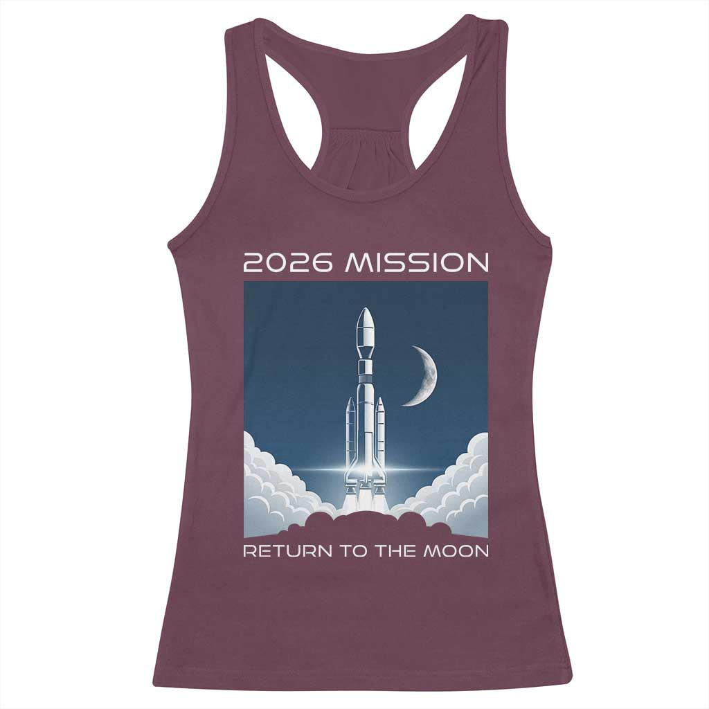 Future Lunar Mission 2026 Racerback Tank Top Rocket Launch Lunar Orbit Space Exploration