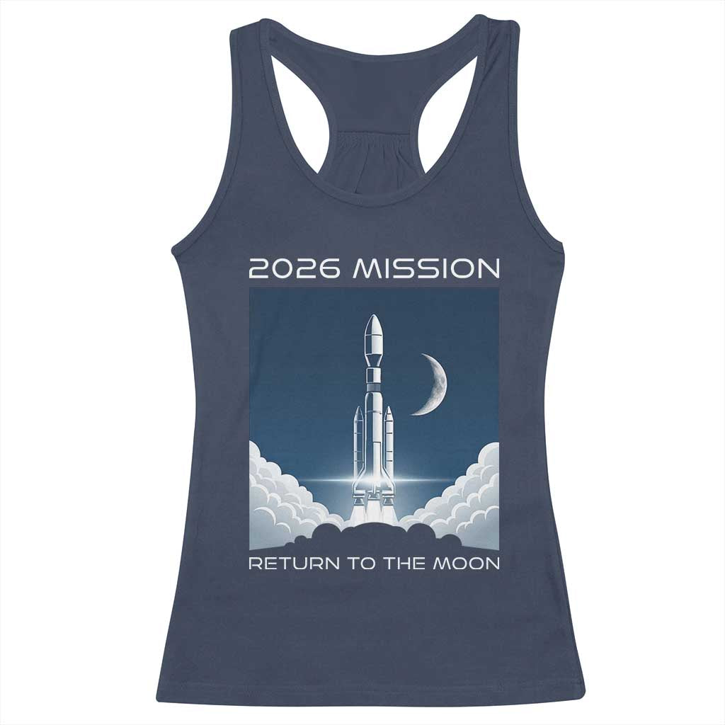 Future Lunar Mission 2026 Racerback Tank Top Rocket Launch Lunar Orbit Space Exploration