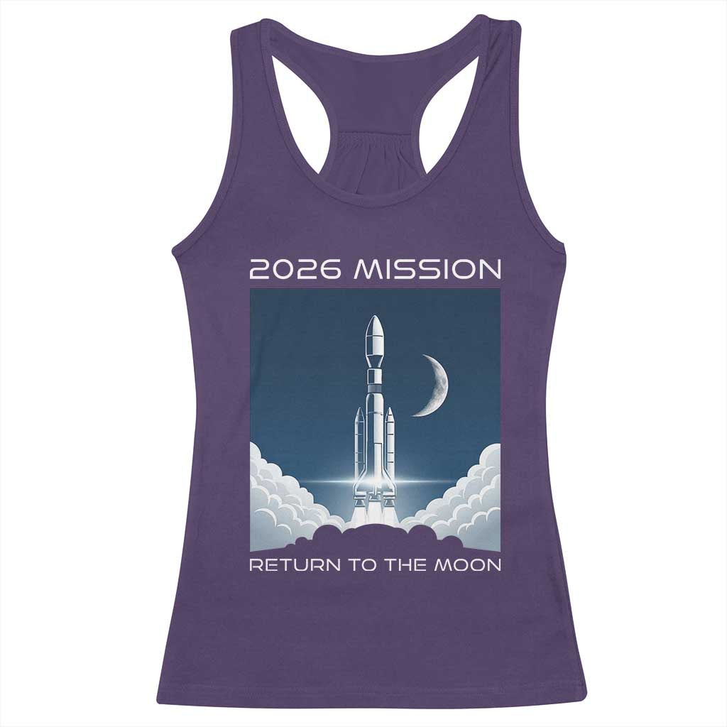 Future Lunar Mission 2026 Racerback Tank Top Rocket Launch Lunar Orbit Space Exploration