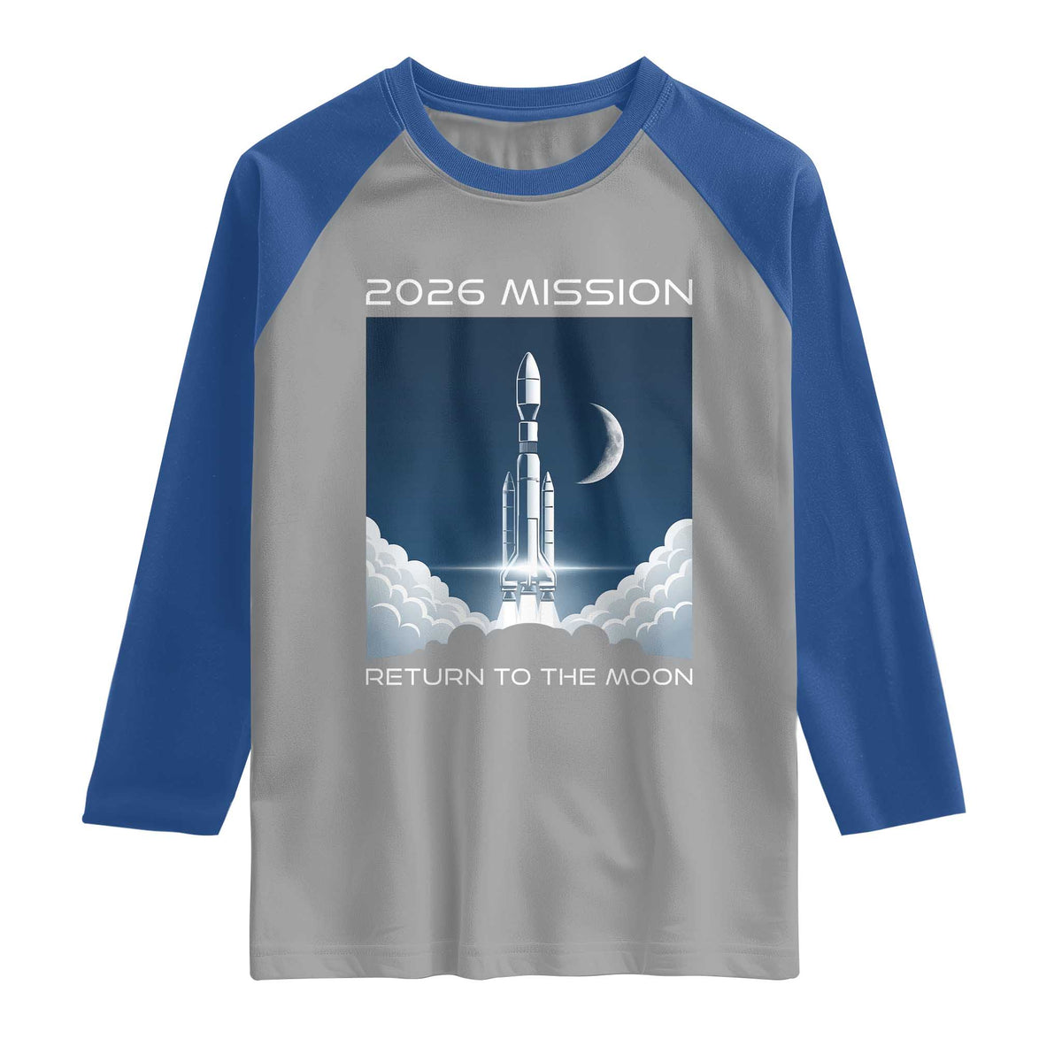 Future Lunar Mission 2026 Raglan Shirt Rocket Launch Lunar Orbit Space Exploration