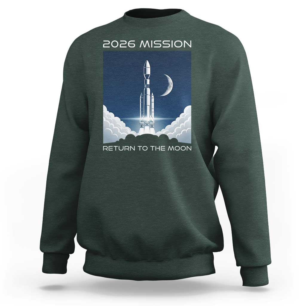 Future Lunar Mission 2026 Sweatshirt Rocket Launch Lunar Orbit Space Exploration