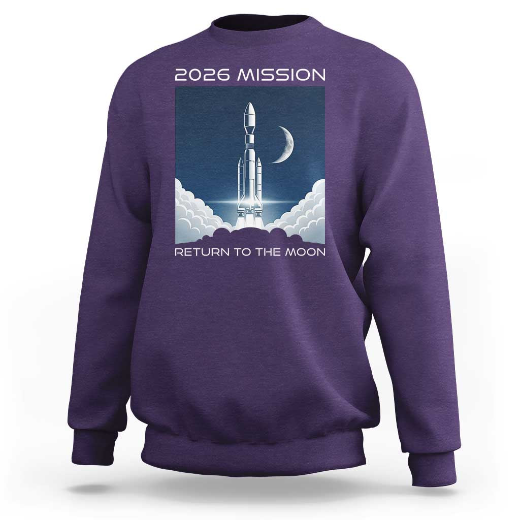 Future Lunar Mission 2026 Sweatshirt Rocket Launch Lunar Orbit Space Exploration