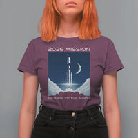 Future Lunar Mission 2026 T Shirt For Women Rocket Launch Lunar Orbit Space Exploration