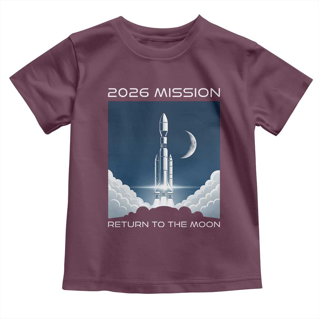 Future Lunar Mission 2026 Toddler T Shirt Rocket Launch Lunar Orbit Space Exploration