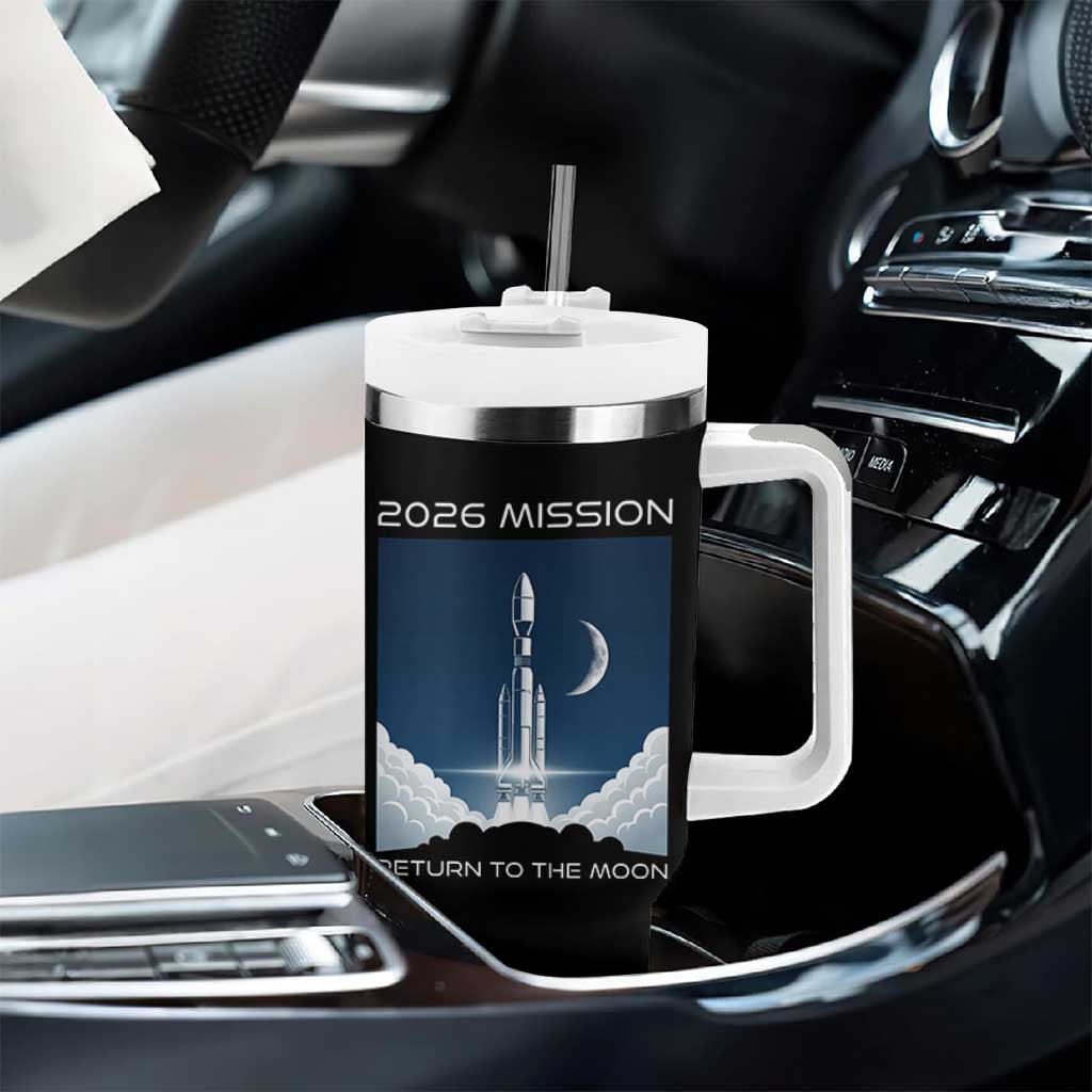 Future Lunar Mission 2026 Tumbler With Handle Rocket Launch Lunar Orbit Space Exploration