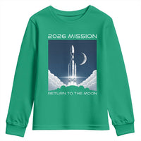 Future Lunar Mission 2026 Youth Sweatshirt Rocket Launch Lunar Orbit Space Exploration