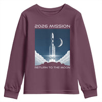 Future Lunar Mission 2026 Youth Sweatshirt Rocket Launch Lunar Orbit Space Exploration