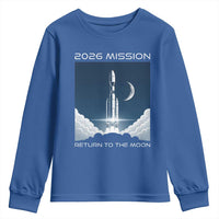 Future Lunar Mission 2026 Youth Sweatshirt Rocket Launch Lunar Orbit Space Exploration