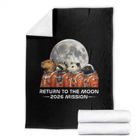 2026 Mission Lunar Orbit Animal Crew Throw Blanket Funny Capybara Raccoon Opossum Skunk Astronauts