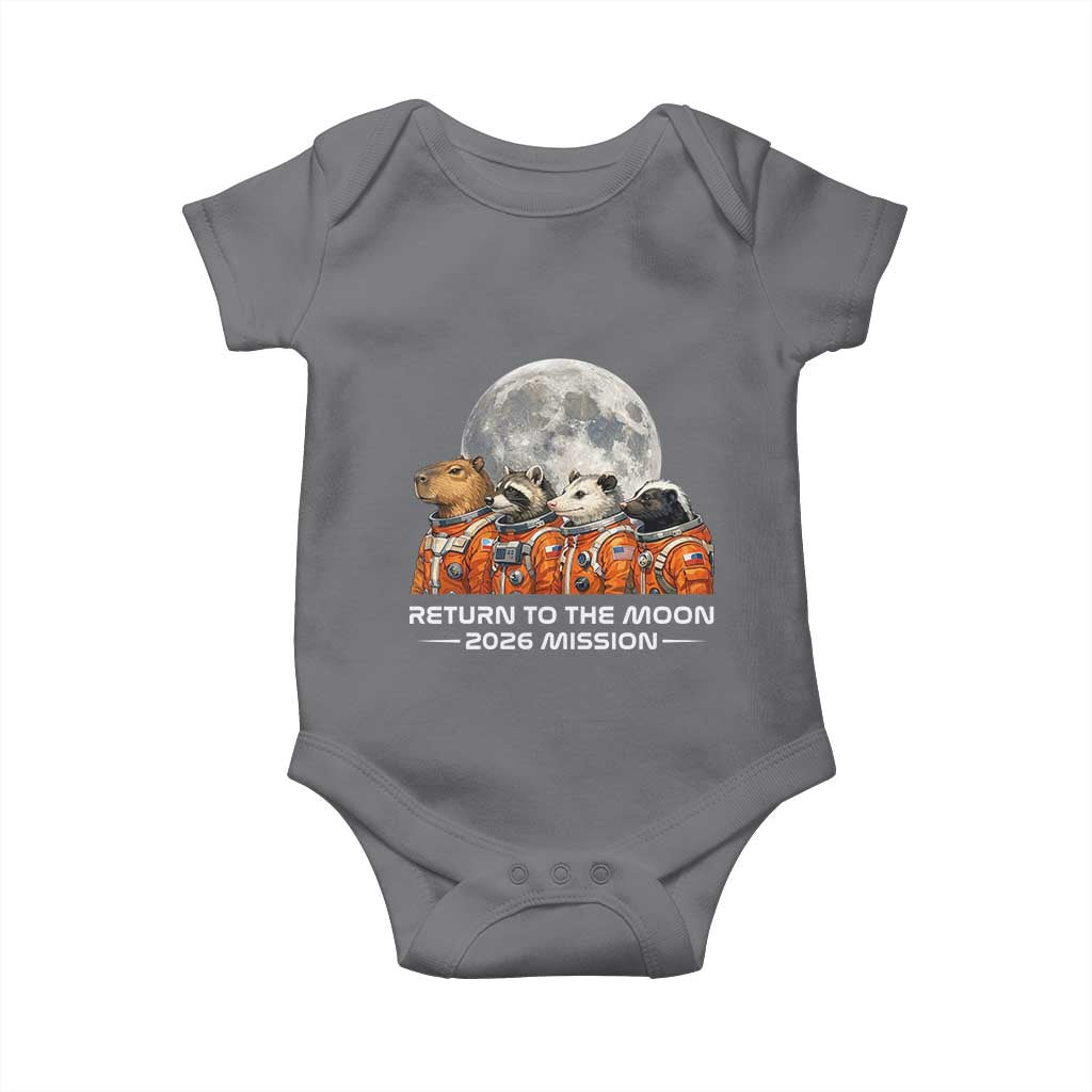 2026 Mission Lunar Orbit Animal Crew Baby Onesie Funny Capybara Raccoon Opossum Skunk Astronauts
