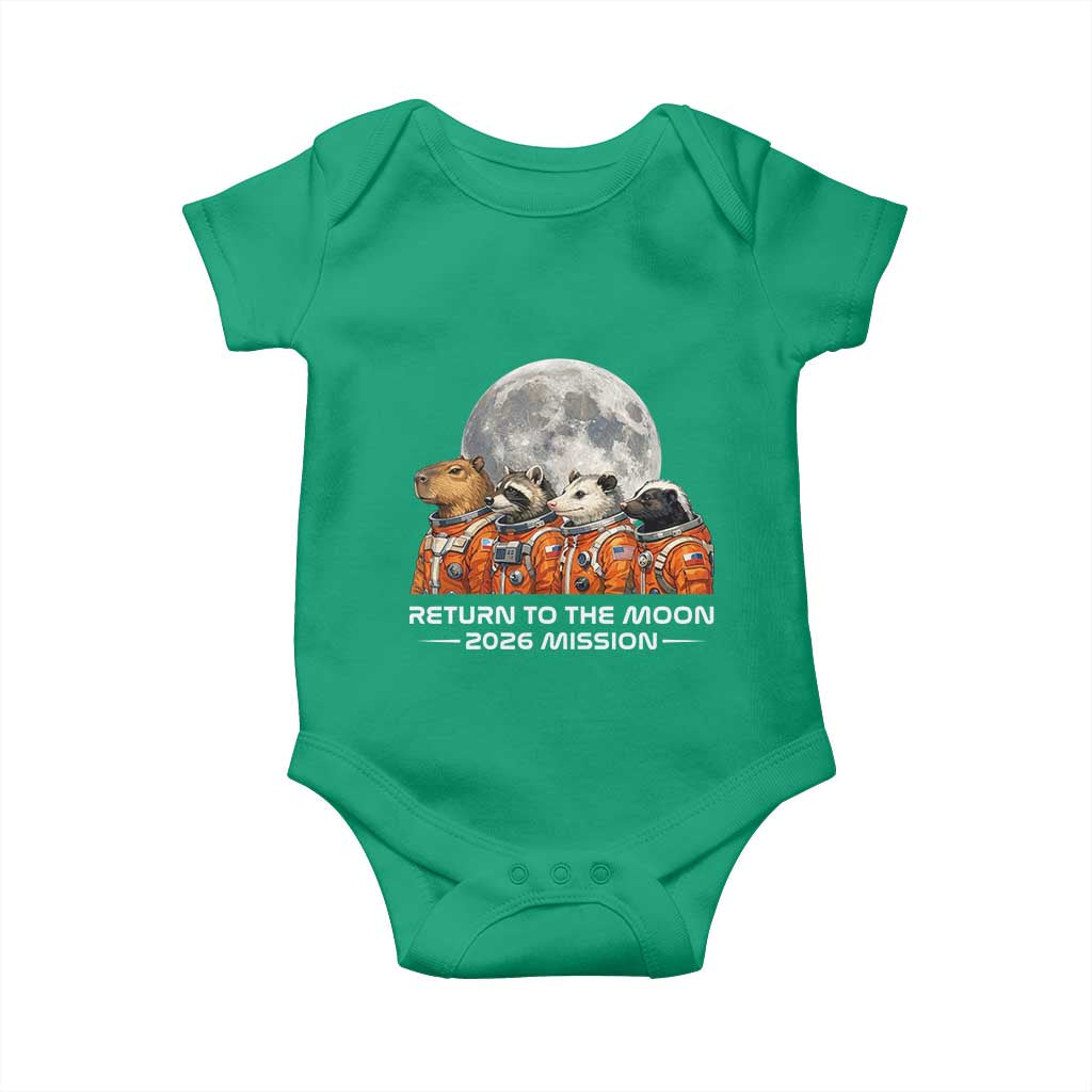 2026 Mission Lunar Orbit Animal Crew Baby Onesie Funny Capybara Raccoon Opossum Skunk Astronauts