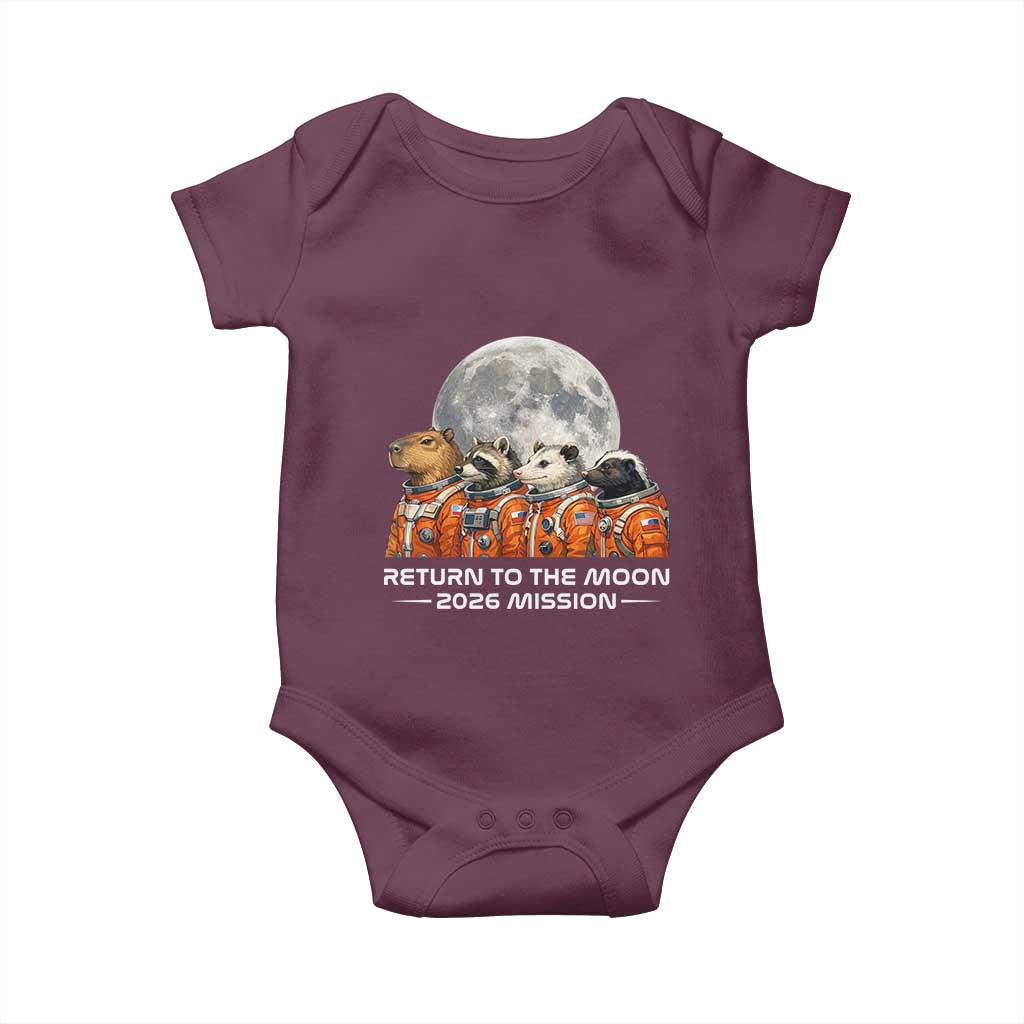 2026 Mission Lunar Orbit Animal Crew Baby Onesie Funny Capybara Raccoon Opossum Skunk Astronauts