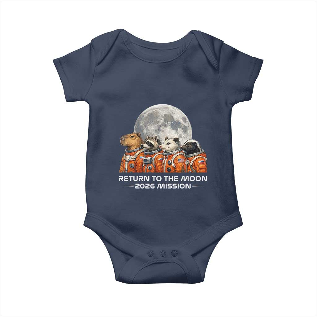 2026 Mission Lunar Orbit Animal Crew Baby Onesie Funny Capybara Raccoon Opossum Skunk Astronauts
