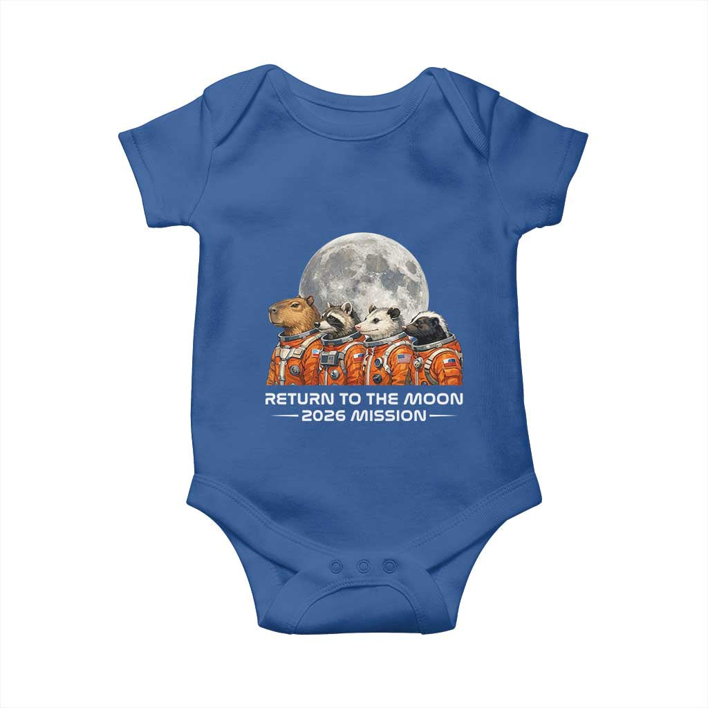 2026 Mission Lunar Orbit Animal Crew Baby Onesie Funny Capybara Raccoon Opossum Skunk Astronauts
