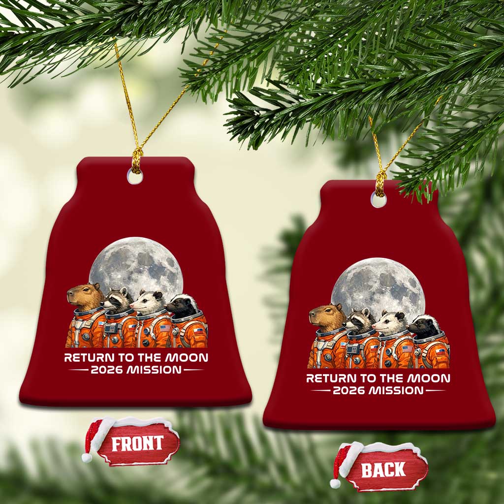 2026 Mission Lunar Orbit Animal Crew Ceramic Ornament Funny Capybara Raccoon Opossum Skunk Astronauts