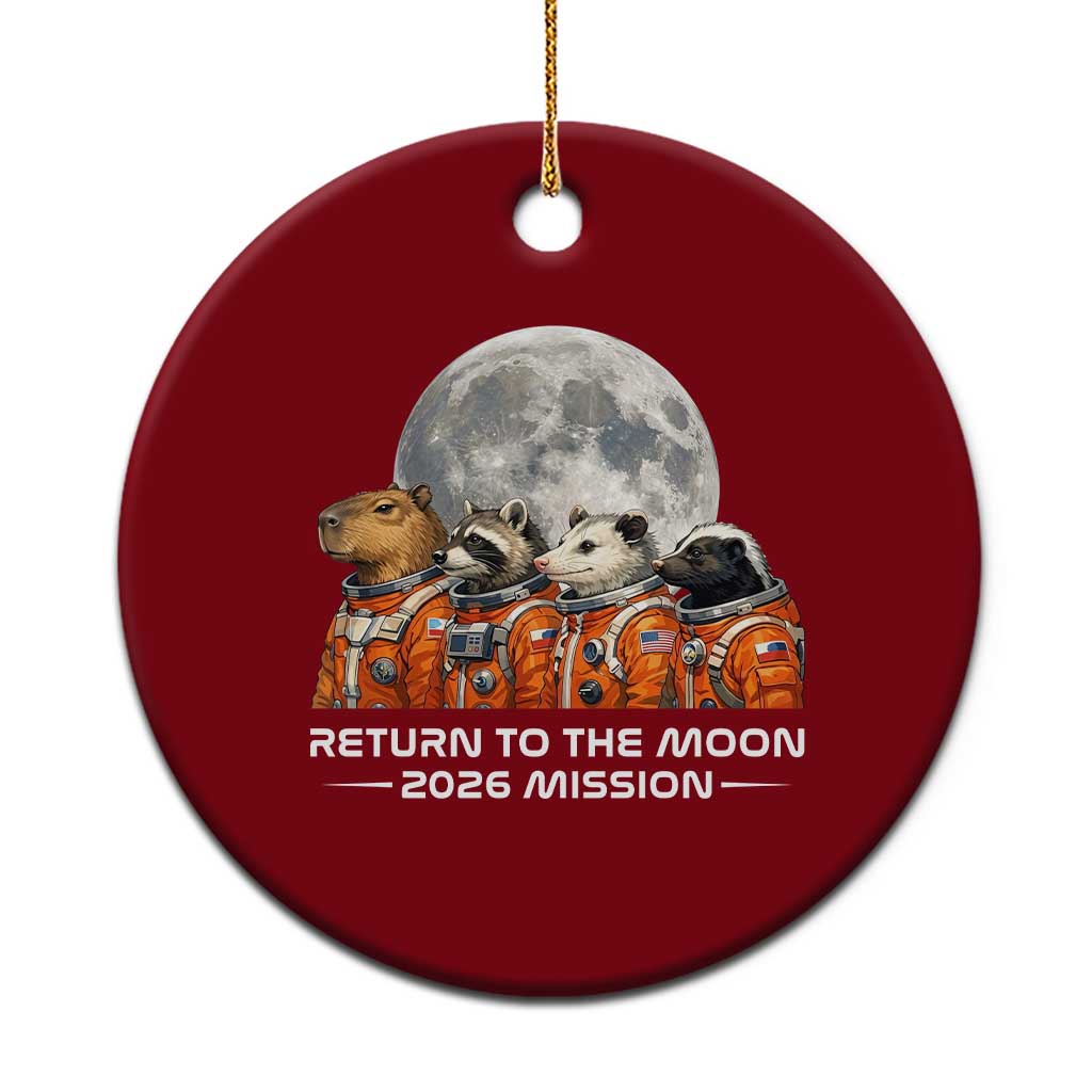 2026 Mission Lunar Orbit Animal Crew Ceramic Ornament Funny Capybara Raccoon Opossum Skunk Astronauts
