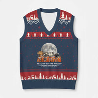 2026 Mission Lunar Orbit Animal Crew V-Neck Knit Sweater Vest Funny Capybara Raccoon Opossum Skunk Astronauts