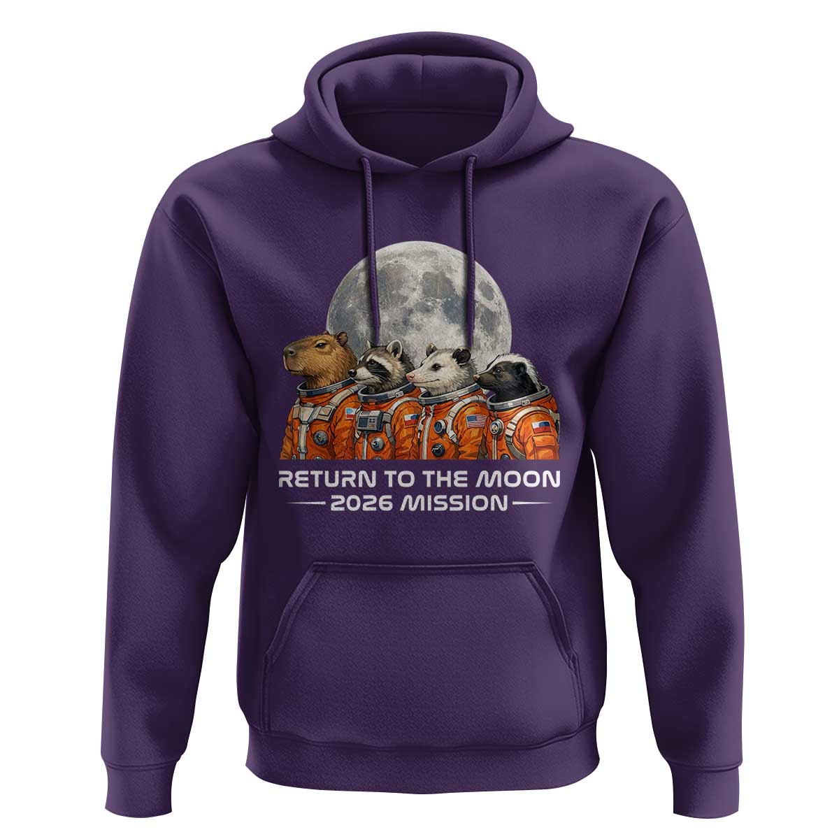 2026 Mission Lunar Orbit Animal Crew Hoodie Funny Capybara Raccoon Opossum Skunk Astronauts