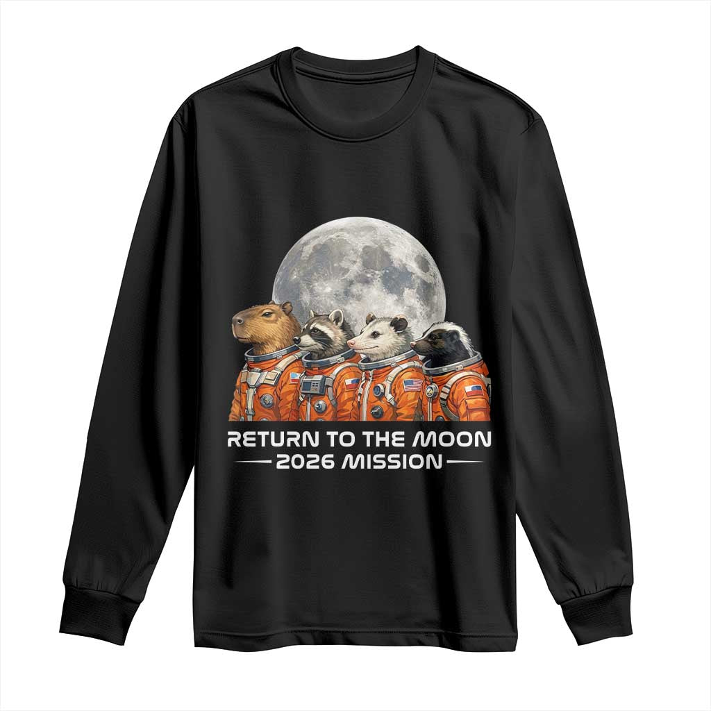 2026 Mission Lunar Orbit Animal Crew Long Sleeve Shirt Funny Capybara Raccoon Opossum Skunk Astronauts