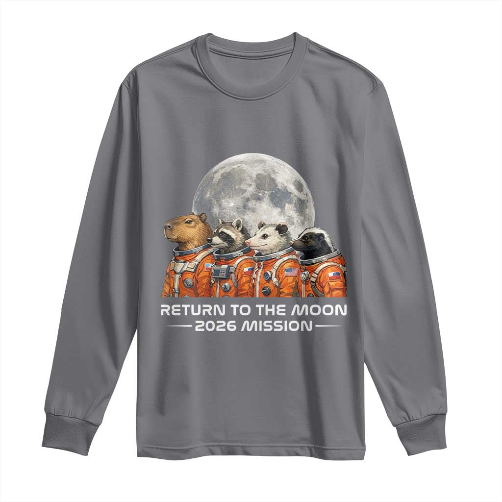 2026 Mission Lunar Orbit Animal Crew Long Sleeve Shirt Funny Capybara Raccoon Opossum Skunk Astronauts