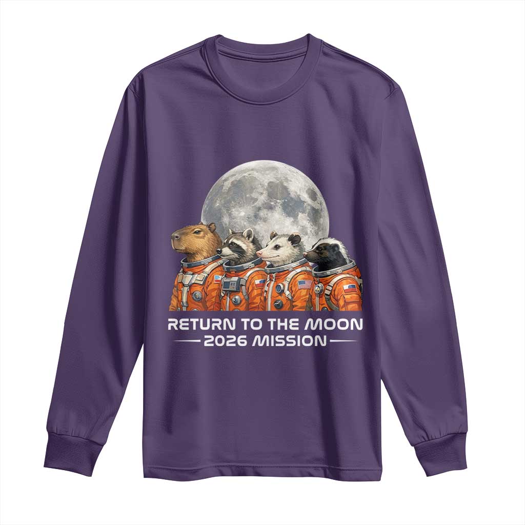 2026 Mission Lunar Orbit Animal Crew Long Sleeve Shirt Funny Capybara Raccoon Opossum Skunk Astronauts