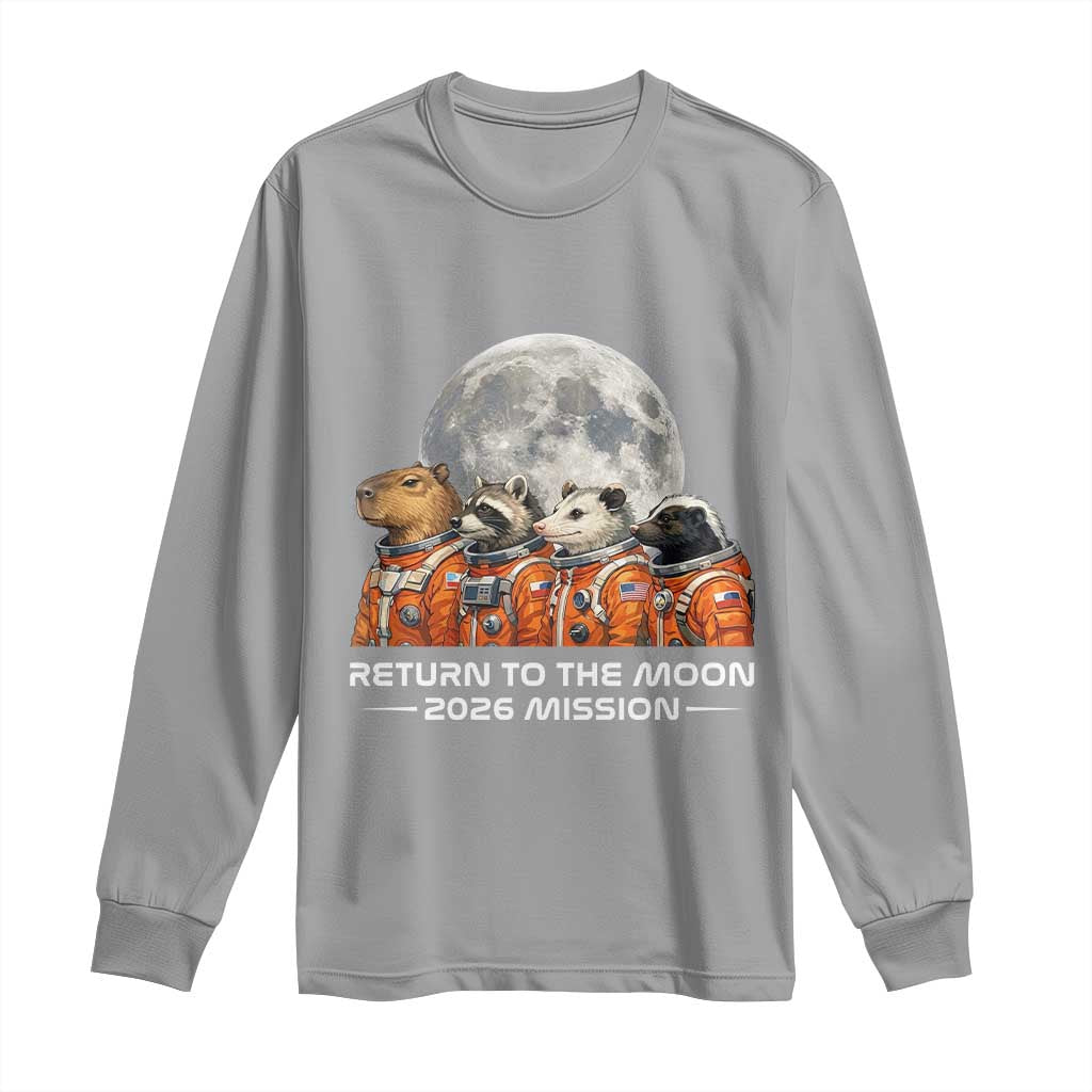 2026 Mission Lunar Orbit Animal Crew Long Sleeve Shirt Funny Capybara Raccoon Opossum Skunk Astronauts