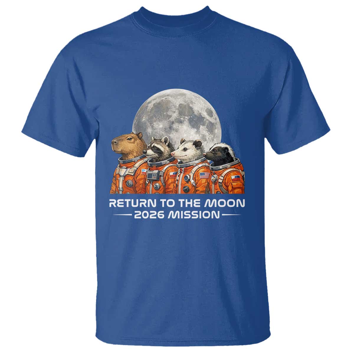 2026 Mission Lunar Orbit Animal Crew T Shirt Funny Capybara Raccoon Opossum Skunk Astronauts