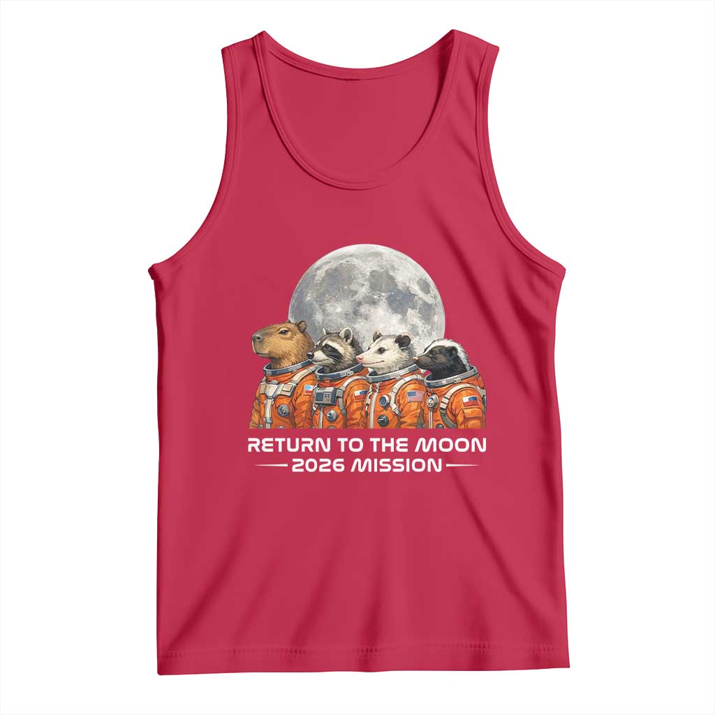 2026 Mission Lunar Orbit Animal Crew Tank Top Funny Capybara Raccoon Opossum Skunk Astronauts