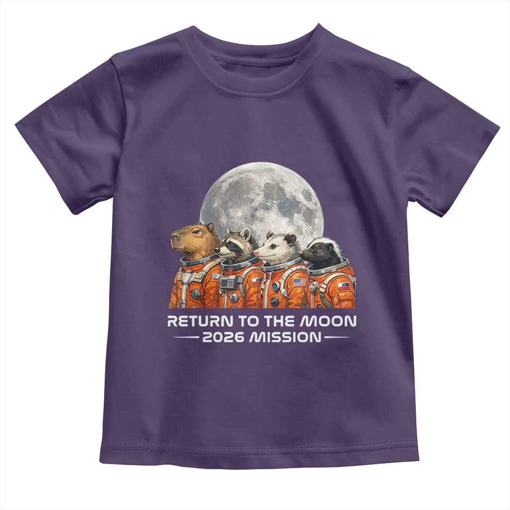 2026 Mission Lunar Orbit Animal Crew Toddler T Shirt Funny Capybara Raccoon Opossum Skunk Astronauts