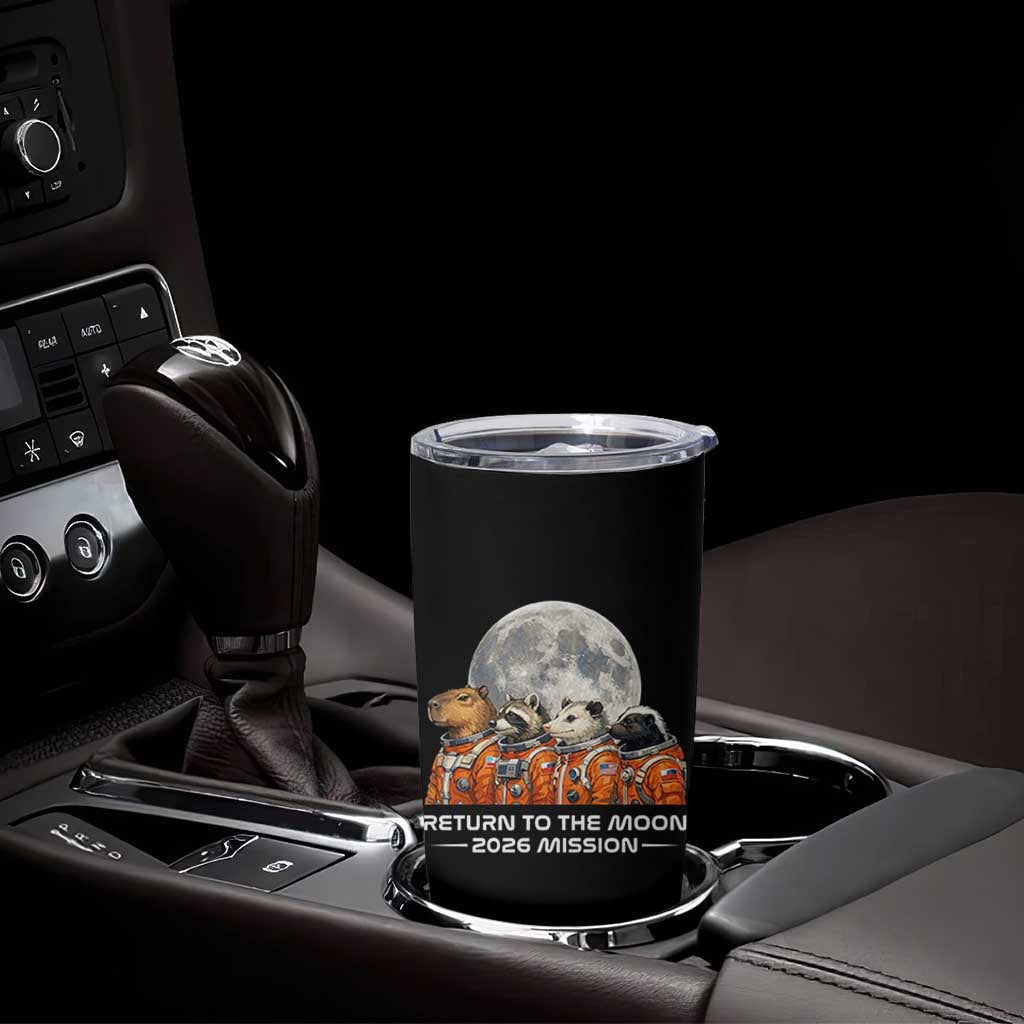 2026 Mission Lunar Orbit Animal Crew Tumbler Cup Funny Capybara Raccoon Opossum Skunk Astronauts