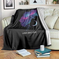 Future Dusk Lunar Orbit 2026 Throw Blanket Cosmic Nebula Astronaut n Satellite Space Exploration