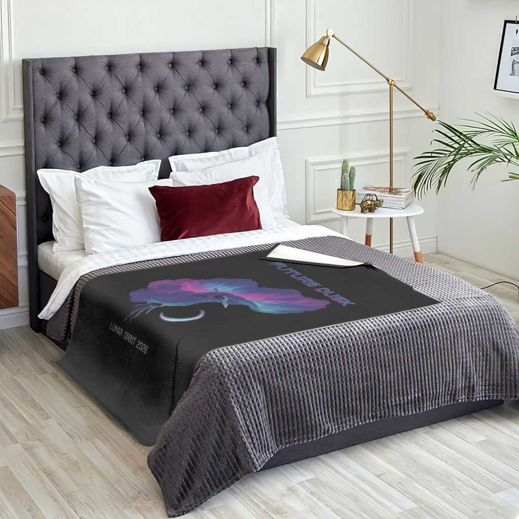 Future Dusk Lunar Orbit 2026 Throw Blanket Cosmic Nebula Astronaut n Satellite Space Exploration