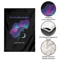 Future Dusk Lunar Orbit 2026 Garden Flag Cosmic Nebula Astronaut n Satellite Space Exploration