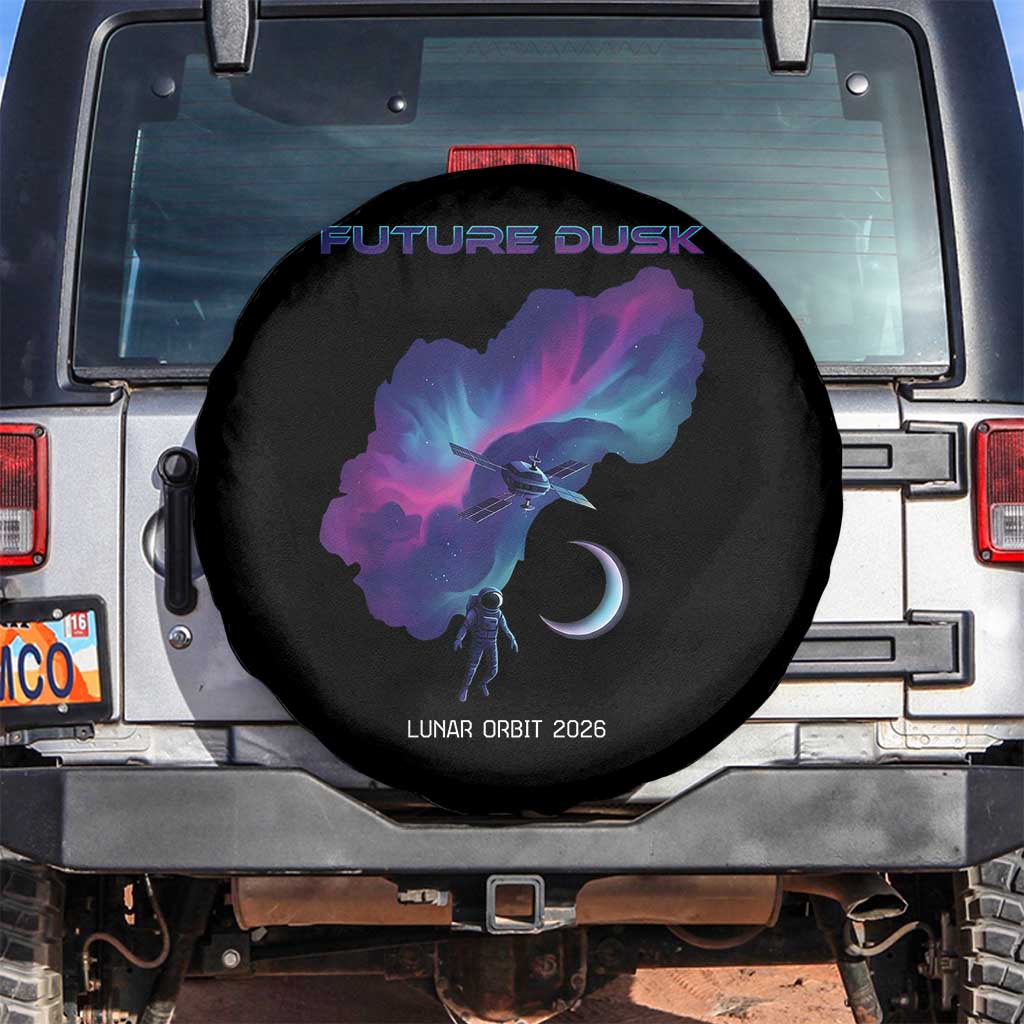Future Dusk Lunar Orbit 2026 Spare Tire Cover Cosmic Nebula Astronaut n Satellite Space Exploration