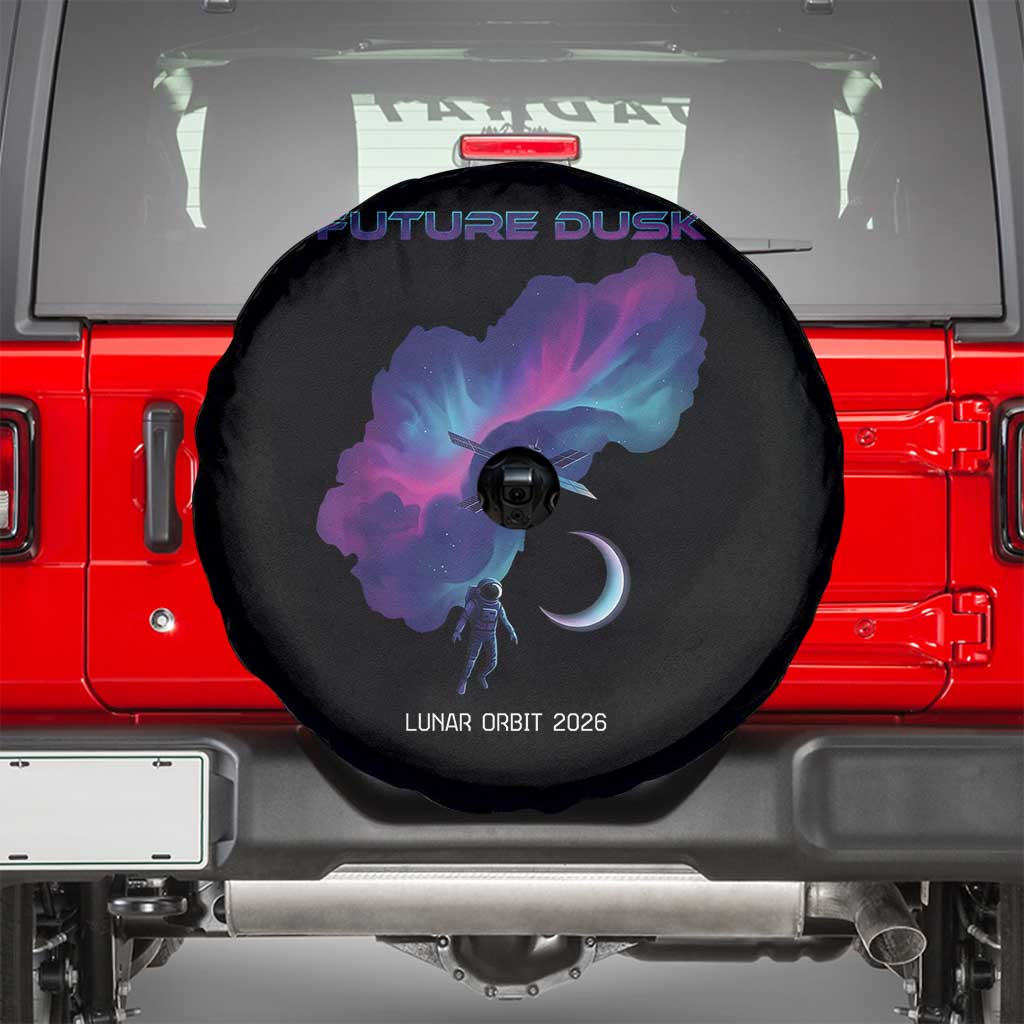 Future Dusk Lunar Orbit 2026 Spare Tire Cover Cosmic Nebula Astronaut n Satellite Space Exploration