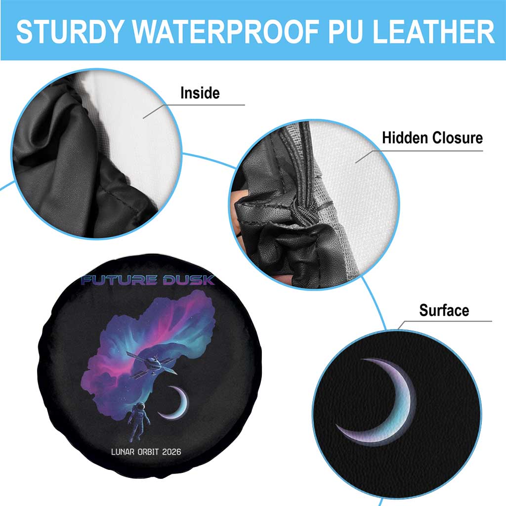 Future Dusk Lunar Orbit 2026 Spare Tire Cover Cosmic Nebula Astronaut n Satellite Space Exploration