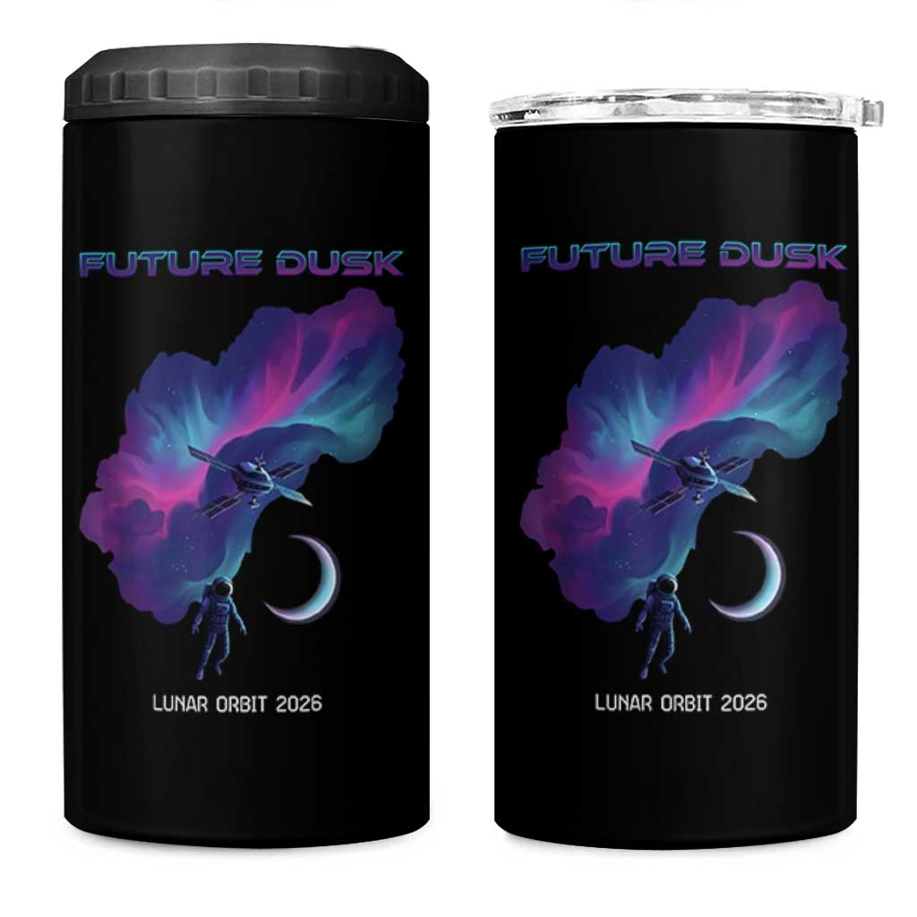 Future Dusk Lunar Orbit 2026 4 in 1 Can Cooler Tumbler Cosmic Nebula Astronaut n Satellite Space Exploration