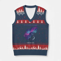 Future Dusk Lunar Orbit 2026 V-Neck Knit Sweater Vest Cosmic Nebula Astronaut n Satellite Space Exploration