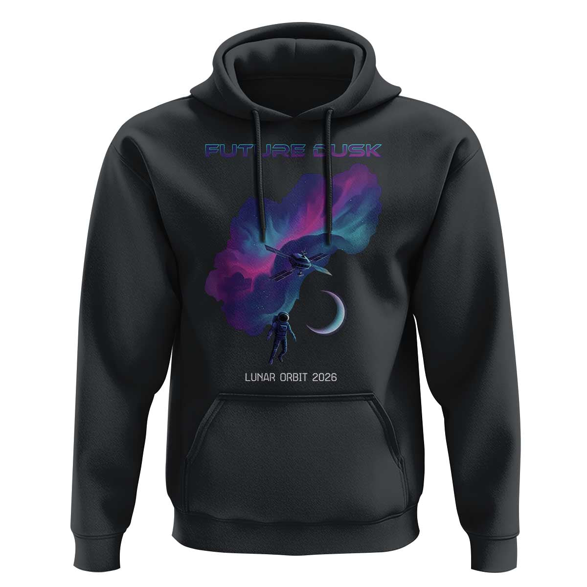 Future Dusk Lunar Orbit 2026 Hoodie Cosmic Nebula Astronaut n Satellite Space Exploration